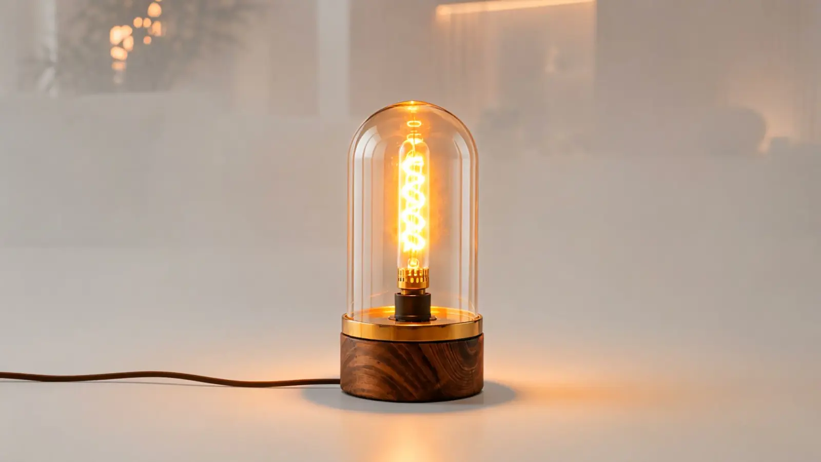 DOME — tafellamp in glas en hout