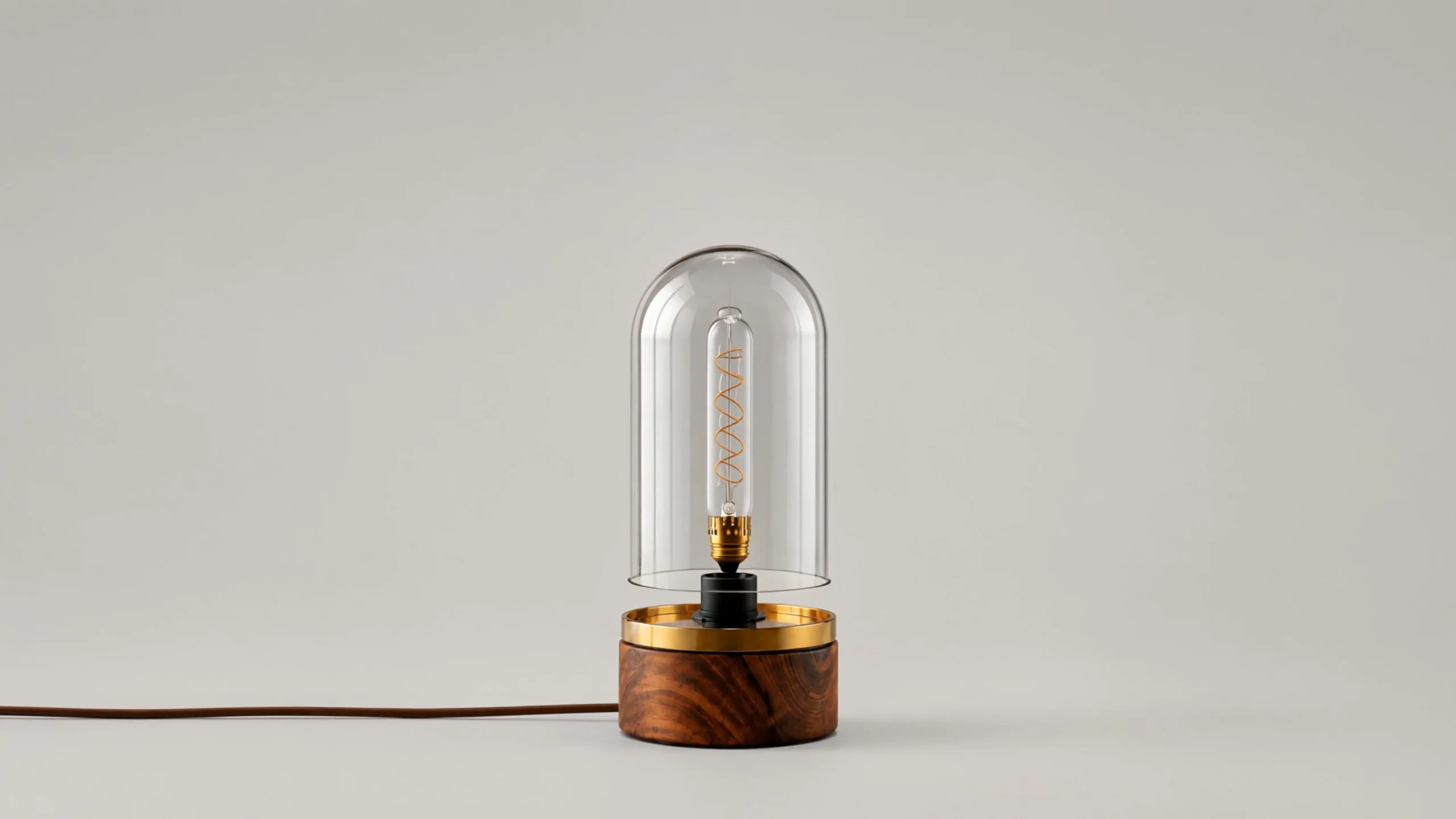 Dome — primer plano del rastro de luz cálida en la sala nocturna